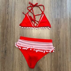 Tularosa Red and Pink Bikini Thessy Size Small